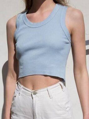 Brandy Melville Connor Blue Cropped Cotton Tank Top